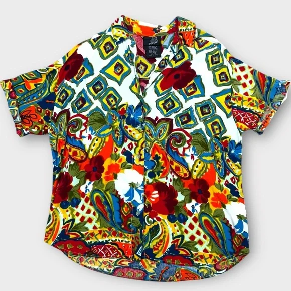 Sasson Vintage Floral Boho Button Down Shirt Blouse Women’s Medium Multicolor - Picture 8 of 9